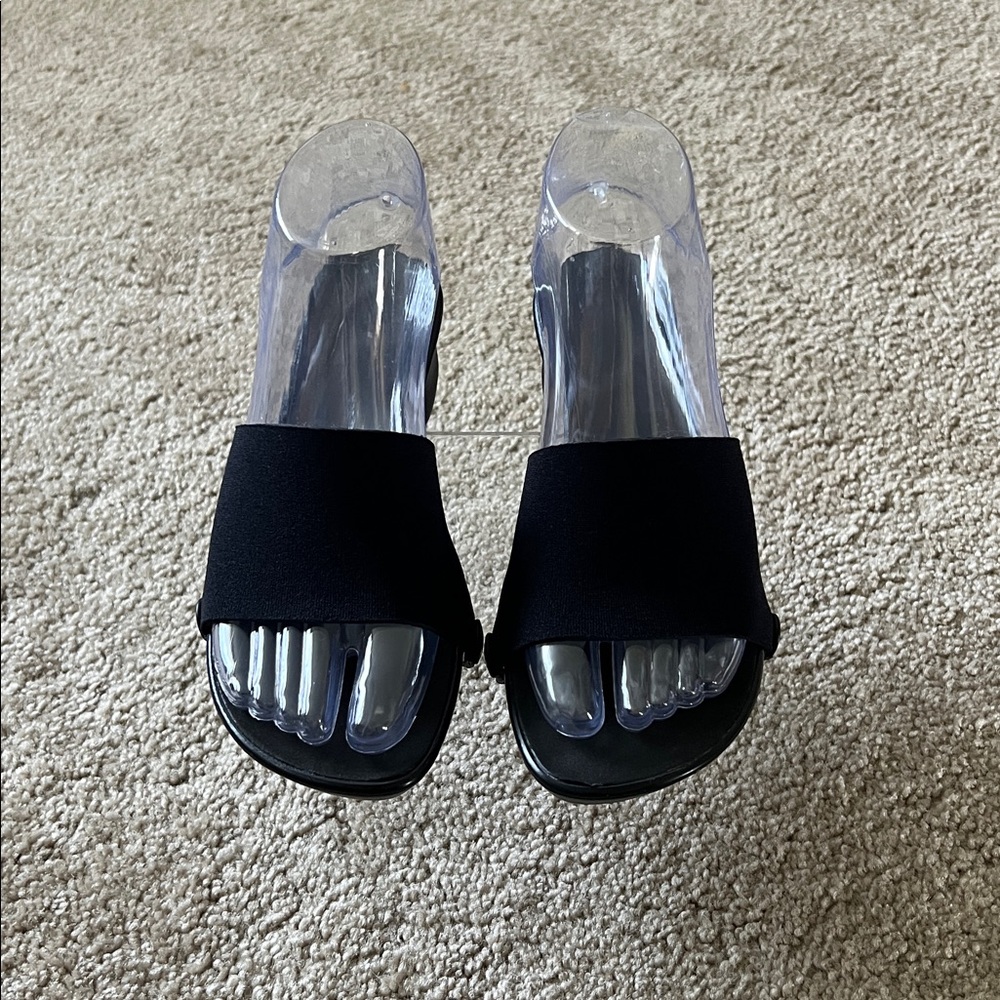 Onesole Black Interchangeable Slip-on Low Wedge Slide Sandals Size 6